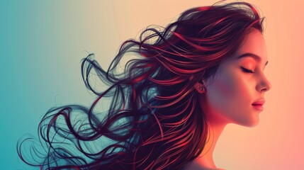 illustration Beauty Hair Salon health and keratin treatment