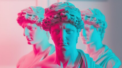Greek Sculptures in Vaporwave Glitch Art.