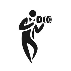 Cameraman icon vector silhouette islated on white background