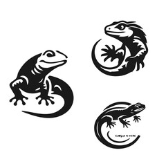 Lizard set vector silhouette isolated on white background