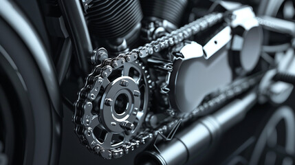 Fototapeta premium Replacement components for a motorcycle engine belt drive system, including belts and sprockets, capable of being used to repair or improve the performance of a motorcycle.