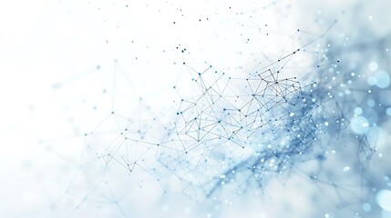 Abstract tech connections with blue lines and light grey nodes on a white background, vibrant and clean