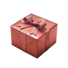 Obraz premium Red gift box with satin bow isolated on transparent.