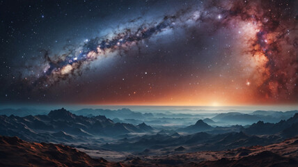 Milky Way. Beautiful summer night sky with stars. Cosmic Background. Copy space