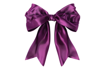 Purple ribbon bow isolated on transparent background