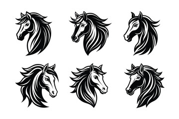 This bundle of six exquisite horse head vector silhouettes is ideal for creating stunning equine art, logos, and designs. Perfect for graphic designers, equestrians, and horse lovers.