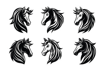 This bundle of six exquisite horse head vector silhouettes is ideal for creating stunning equine art, logos, and designs. Perfect for graphic designers, equestrians, and horse lovers.