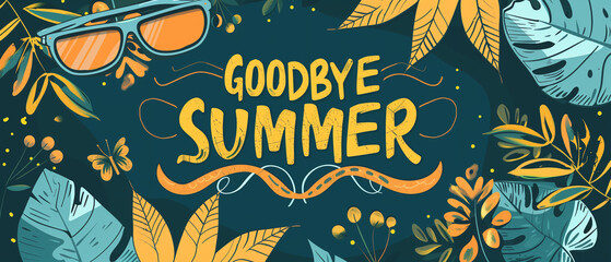 Goodbye summer banner illustration with text