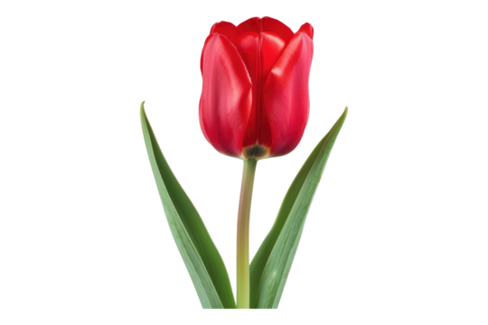 Red tulip flower isolated on transparent background