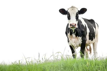 A cow is standing in a field of grass
