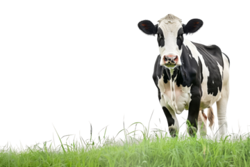 A cow is standing in a field of grass