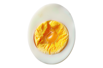 Slice of boiled egg isolated on transparent background
