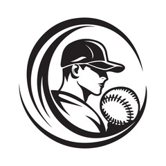 Obraz premium Baseball player logo design Vector Image isolated on white background
