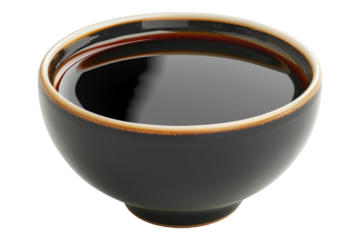 Soy sauce in a bowl isolated on transparent background