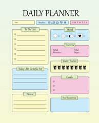 Daily Planner With to-do List, Mood, Weather, Water Tracker Goal  