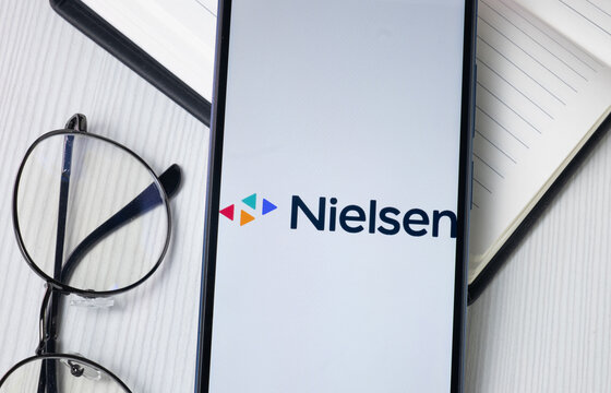 New York, USA - 30 June 2024: Nielsen Logo on Phone Screen, Company Icon