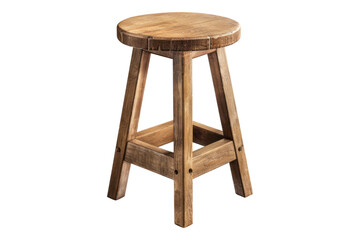 Wooden stool isolated on transparent background