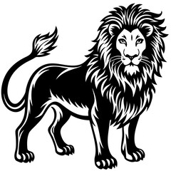 vector lion hand drawn line art isolated silhouet