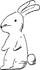 線画の立つうさぎの手描きイラスト