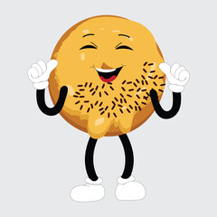 Donut mascot, vintage cartoon styled retro vector illustration, cute doughnut cartoon character design for t shirt design,poster,sticker and etc