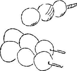 団子の手描き線画イラストセット