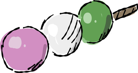 三色団子の手描きイラスト
