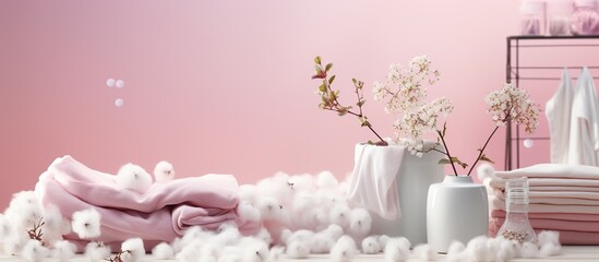 Pink and White Softness: A Still Life with Cotton and Blooms
