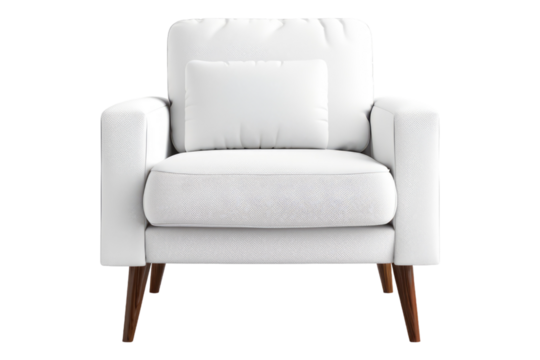 White modern armchair isolated on transparent background