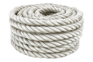 White rope roll isolated on transparent background