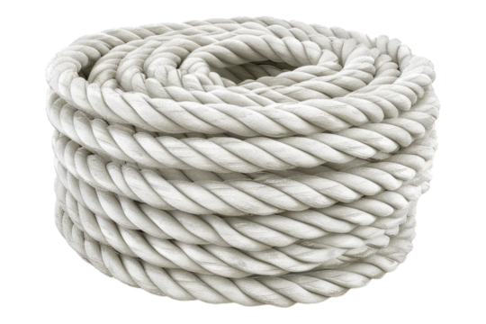 White rope roll isolated on transparent background