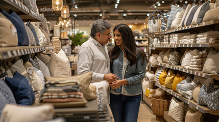 Naklejka premium Couple shopping for home decor in a store
