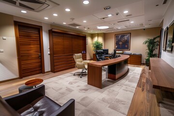 Interior of a modern office building without people