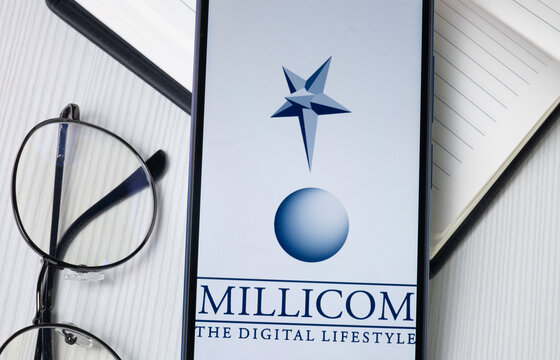 New York, USA - 30 June 2024: Millicom Logo on Phone Screen, Company Icon