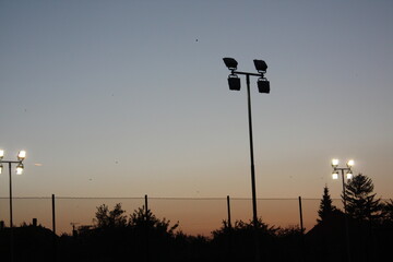 Sunset above football stadium