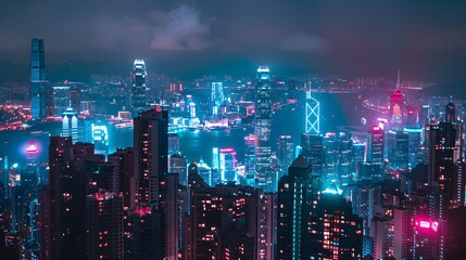 Obraz premium City and urban buildings at night. 