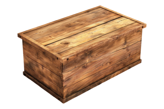 wooden box with lid isolated on transparent background