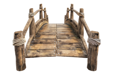 Wooden bridge isolated on transparent background