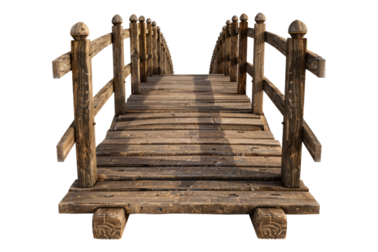 Wooden bridge isolated on transparent background