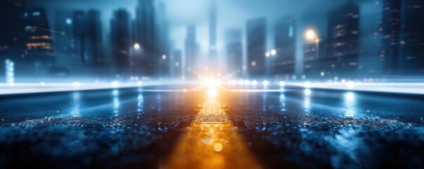 Fototapeta premium Mysterious cityscape with drones casting shadows on empty streets