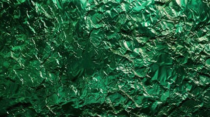 A rich emerald green foil texture background, mirroring the lush and vibrant hues of a forest under the midday sun, perfect for nature-inspired themes.
