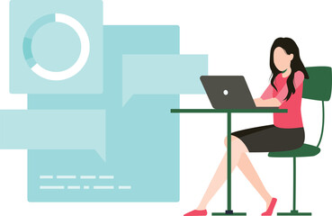 The girl is working on the laptop.