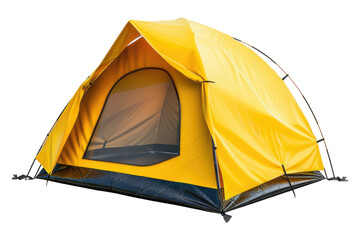 Yellow camping tent isolated on transparent background