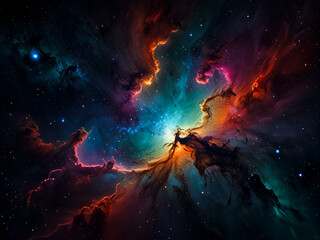 Colorful space galaxy cloud nebula. Stary night cosmos. Universe science astronomy. Supernova background wallpaper