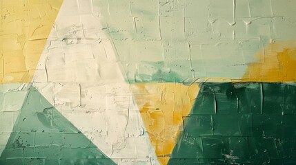 Obraz premium Abstract Painting with Green, Yellow, and White