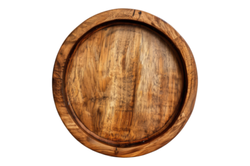 wooden round frame isolated on transparent background