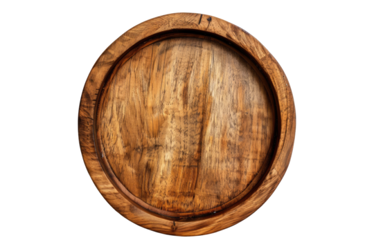 wooden round frame isolated on transparent background - Powered by Adobe