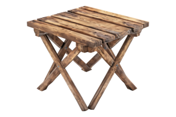 Wooden table isolated on transparent background