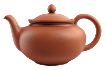 Yixing clay teapot isolated on transparent background