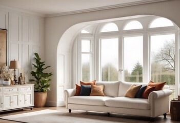 Frame mockup, ISO A paper size. Living room poster mockup. Interior mockup with house white background. Modern interior design. 3D render