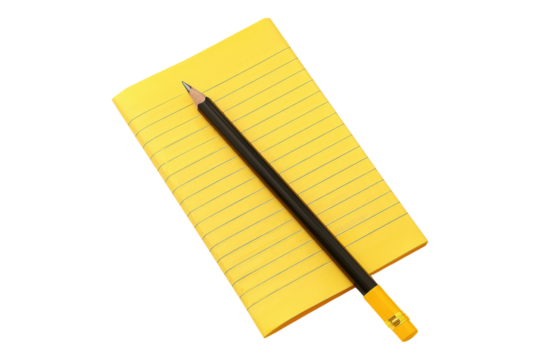 Yellow note paper isolated on transparent background